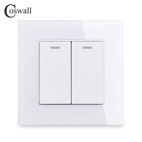 Coswall 2 Gang 1 forma de lujo panel de cristal interruptor de luz interruptor de pared botón interruptor 16A ► Foto 1/6