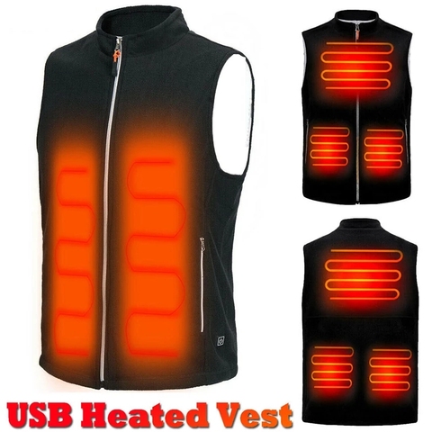 Chaleco de calefacción eléctrica para hombre, ropa térmica cálida para senderismo y pesca, chaqueta con calor por infrarrojos USB, 5 zonas de calefacción, Otoño e Invierno ► Foto 1/6