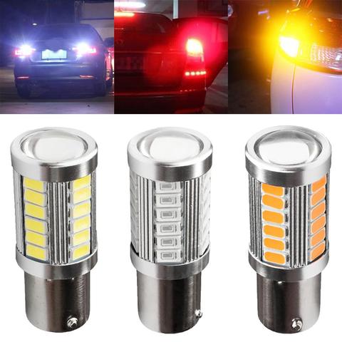 Lámpara de señal BA15S 1156 P21W 33-LED SMD 5730 NO ERROR bombilla trasera de coche de la luz de freno copias de seguridad reverso lámpara blanco amarillo rojo 12V 12V ► Foto 1/6