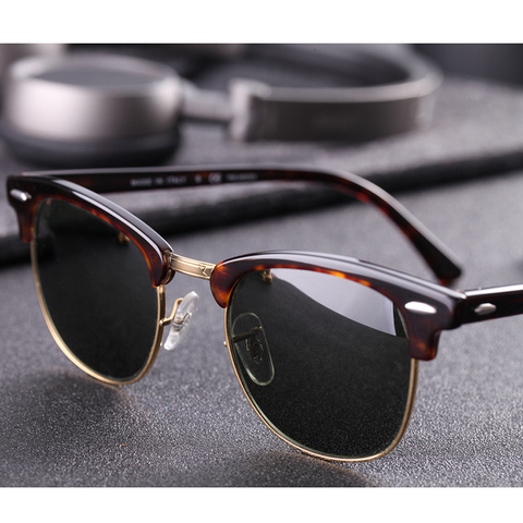Lentes de cristal Real UV400 gafas de sol para hombres y mujeres 3016 gafas de sol de conducción retro gafas de sol de diseño de remache de marca de lujo elegantes para mujeres ► Foto 1/5
