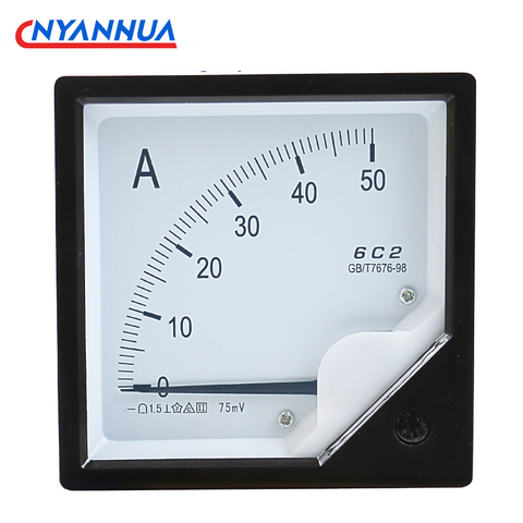 Medidor de corriente tipo puntero, amperímetro de Panel analógico, amperímetro de amperios, 1,5 de precisión, cuadrado, 80mm x 80mm, 6c2-a ► Foto 1/6