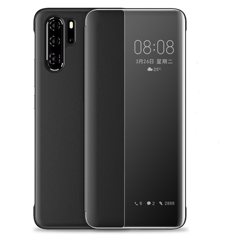 Funda abatible de cuero para teléfono móvil Huawei, carcasa de lujo con ventana inteligente, Original, para Huawei P30 Pro P20 P10 Mate 20 Lite X 10 9 40 Pro ► Foto 1/6