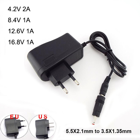 Fuente de alimentación DC 5,5*2,5mm 3,5*1,35mm adaptador 18650 cargador de batería de litio AC 100-240V DC. 8,4 V 12,6 V 16,8 V 1A 4,2 V 2A ► Foto 1/6