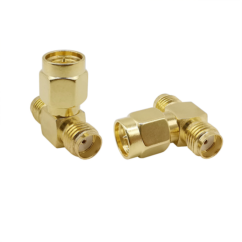 Conector Coaxial RF SMA macho a 2 hembra doble tipo T, 1 Uds., adaptador de tipo T, divisor de 3 vías, 1M2F ► Foto 1/6