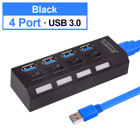 Concentrador de red de 4 puertos USB 3,0, divisor Micro USB 3,0 con adaptador de corriente, USB Hab de alta velocidad, 5Gbps, 3 HUB para PC ► Foto 1/6