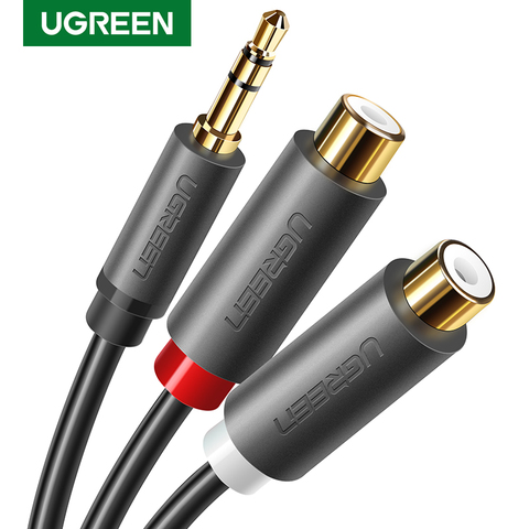 Ugreen-Cable Y Adaptador de Audio auxiliar estéreo para iPhone, MP3, tableta, altavoz de ordenador, 3,5 RCA, 3,5mm, macho a 2RCA ► Foto 1/6