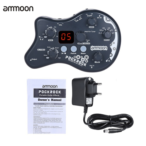 Pedal de guitarra ammoon PockRock, procesador de efectos múltiples, Pedal de efectos de guitarra, adaptador de corriente de 15 efectos, accesorios de guitarra ► Foto 1/6