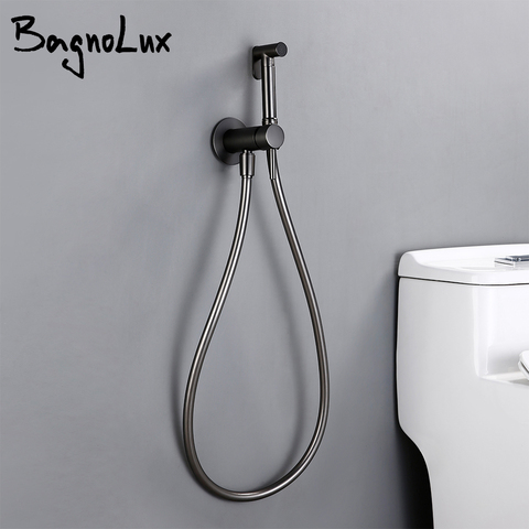 Bagnolux-pistola pulverizadora de bidé de mano para inodoro, Kit con manguera y soporte montado en la pared, grifo de baño caliente y frío de tipo mixto, color gris ► Foto 1/6