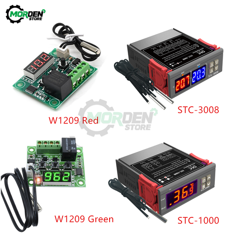 STC-1000 STC-3008 W1209 Digital LED controlador de temperatura termostato 10A calefacción, refrigeración, STC 1000 12V 24V 220V ► Foto 1/6