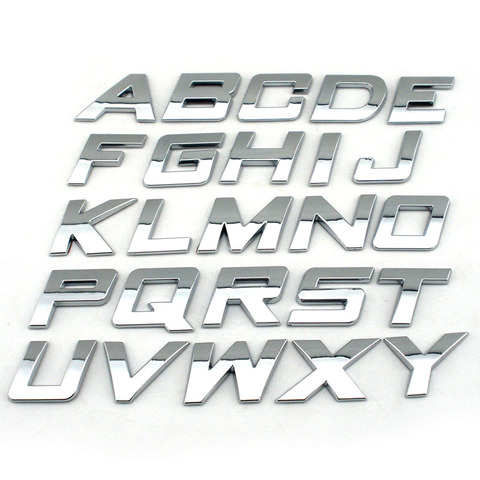 Letras cromadas 3d de plástico de alta Italic de 25mm, autoadhesivas, para decoración de coche, con alfabeto ► Foto 1/3