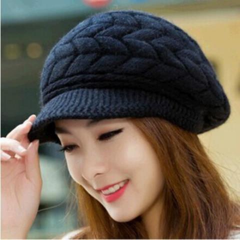 Sombrero de punto para Mujer, gorros de invierno, gorro para chicas, gorros con Cierre trasero, lana cálida ► Foto 1/6