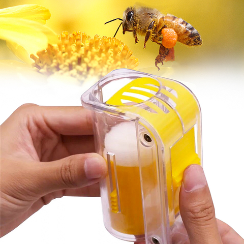 1Pc de la abeja reina marcador para botella de abeja Mark jaula de plástico mano marcado Catcher con émbolo de jardín de abejas ► Foto 1/6