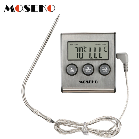 MOSEKO-termómetro Digital para cocina, medidor de temperatura para horno, carne, barbacoa, con temporizador ► Foto 1/6