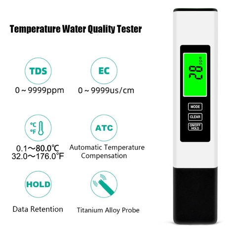 Probador de pureza de agua 3 en 1 LCD Digital TDS EC, medidor de PPM, para acuario, piscina, Monitor para beber en casa ► Foto 1/6