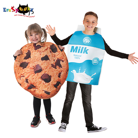 Eraspooky 3-8T divertido Cosplay niños Cookie disfraz de leche para los niños disfraces de Halloween vestido de niños fiesta de Navidad de chicas traje ► Foto 1/6