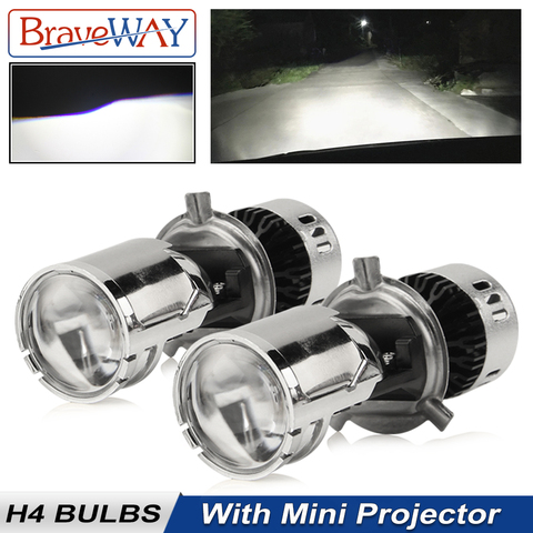 BraveWay CSP Chip H4 Mini proyector LED Hi/lo coche LED faro con lente de automóviles bombillas LED 12V LED Kit de bricolaje ► Foto 1/6