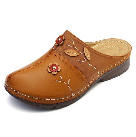 Zapatillas transpirables de cuero partido para mujer, chanclas para exteriores, de talla grande 43, de goma, para verano ► Foto 1/6