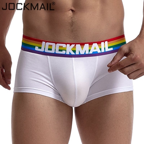 Jockmail-ropa interior Sexy para hombre, Bóxer a rayas del arco iris, pantalones cortos transpirables de tiro bajo, ropa interior gay, pantalones calientes ► Foto 1/6