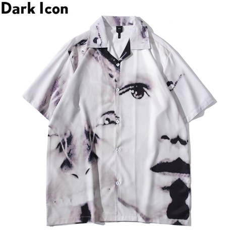 Dark Icon-camisetas Vintage Street para hombre, camisa hawaiana de manga corta Material fino, blusa para hombre ► Foto 1/6