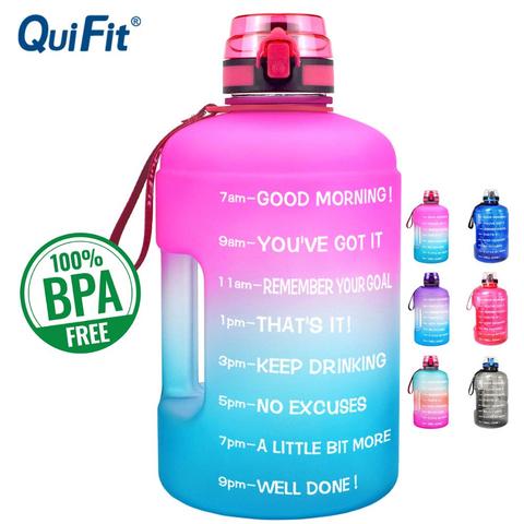 QuiFit 128oz 73oz 43oz deporte botella de agua de galón grande con filtro neto fruta infusa BPA libre mi bebida botellas jarra calabaza gimnasio senderismo ► Foto 1/6