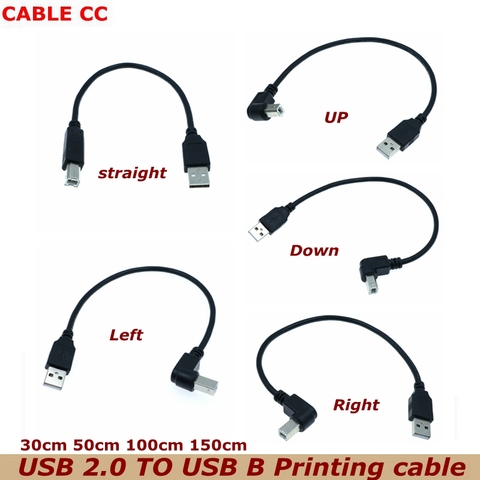 Escáner de impresora de esquina izquierda y derecha, cable de ángulo BM de 90 grados, USB 0,3 A macho A USB B Tipo B, 1,5-2,0 m ► Foto 1/6