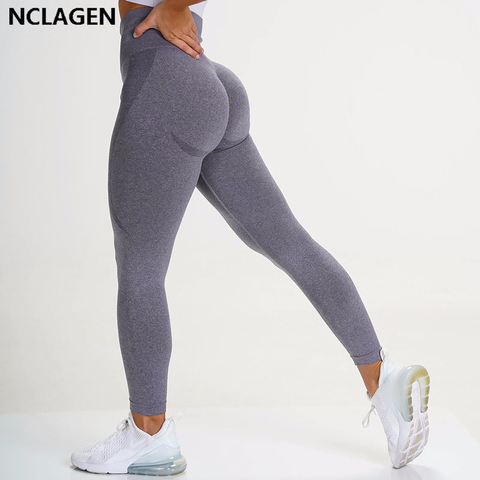 NCLAGEN-pantalones de Yoga sin costuras para mujer, mallas deportivas de cintura alta para correr, para gimnasio y sentadillas ► Foto 1/6