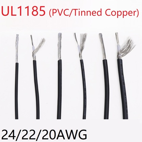 Cable blindado UL1185, 14AWG ~ 24AWG, amplificador de Cable de señal de canal de Audio de un solo núcleo, línea de cobre eléctrica, PVC, aislado, negro ► Foto 1/6