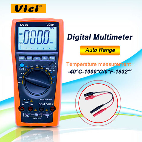 Vici VC99 rango automático multímetro digital DC/AC 20A 1000 V + Resistencia capacitancia + termopar termómetro probador ► Foto 1/6