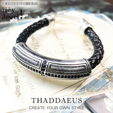 Pulsera cruzada de cuero de marca nuevas de 2017, pulsera rebelde de Plata de Ley 925 Europa regalo de joyería de moda informal para hombres mujeres amante ► Foto 1/6