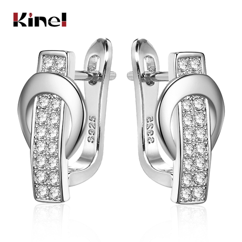 Kinel de lujo-pendientes de piedra circón de cristal para mujer, joyería fina, aretes de doble tuerca para boda ► Foto 1/6