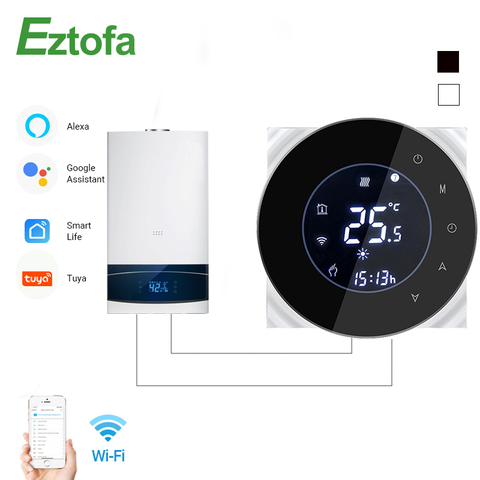 Termostato inteligente Wifi para caldera de agua/Gas, Control remoto, retroiluminación programable semanal, pantalla táctil LCD, controlador de temperatura ► Foto 1/6