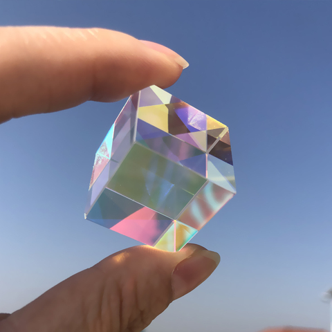 Cruz dicroica cubo Color prisma combinador divisor óptico prismas de vidrio K9 herramienta de prueba de luz regalo luz brillante de seis lados ► Foto 1/6