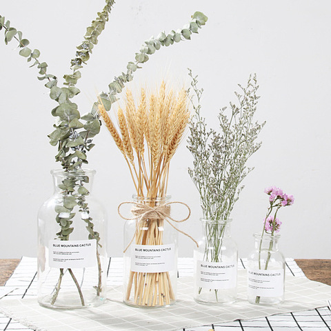 Florero de cristal blanco para decoración del hogar, jarrón transparente para decoración de jarrón, flores secas ► Foto 1/5