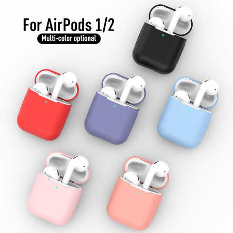 Funda de piel delgada para Airpods 1 2, funda de silicona para auriculares inalámbricos con Bluetooth, accesorios a prueba de gotas ► Foto 1/6