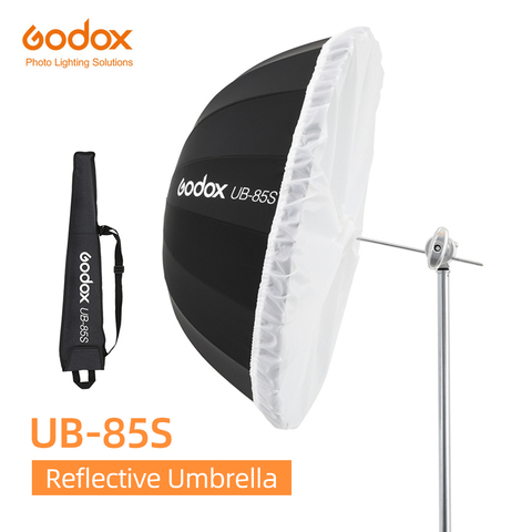 Godox-UB-85S parabólica reflectante para estudio, paraguas parabólico de 33,5 pulgadas y 85cm en color negro y plateado con funda difusora de tela ► Foto 1/6