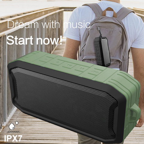 Altavoz portátil IPX7 Bluetooth para exteriores, altavoz de graves estéreo TWS resistente al agua con Radio FM, Boombox inalámbrica TF, AUX y USB para exteriores ► Foto 1/6