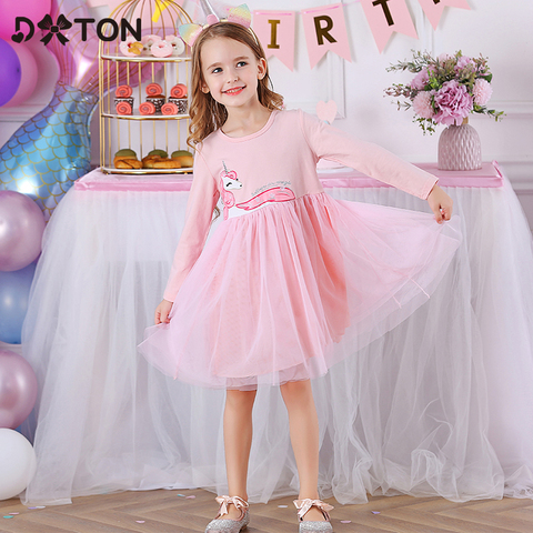 DXTON-vestidos de princesa de unicornio para niñas, vestido barato de manga  larga para niñas, ropa informal de algodón para niños pequeños, vestido de  dibujos animados - Historial de precios y revisión |