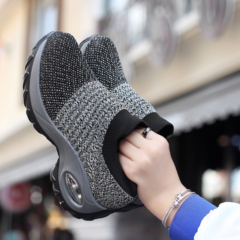 Zapatos casuales de las mujeres zapatos de zapatillas de plataforma de zapatos de moda de punto Casual mocasines tamaño 35-42 ► Foto 1/6
