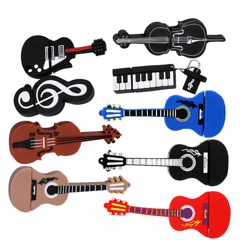 Unidad Flash USB 2,0 de guitarra de dibujos animados, memoria USB de 4GB, 8GB, 16GB, 32GB, 64GB, 128GB, capacidad Real, disco en U ► Foto 1/6