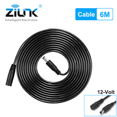 ZILNK Universal 20ft/6 metros de longitud de Cable de extensión de 10M para la Seguridad Camera DC CCTV 12V adaptador de corriente de CC de 5,5x2,1mm macho ► Foto 1/6