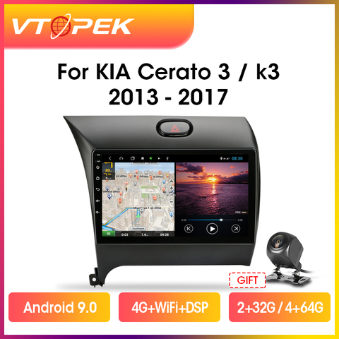 Vtopek-Radio Multimedia con GPS para coche, Radio con reproductor, navegador, 9 pulgadas, DSP, 4G + WiFi, 2Din, Android, para Kia K3, Cerato Forte, 2013-2017, 3 YD, sintonizador ► Foto 1/6