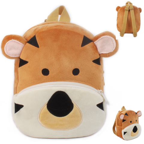 Mochila de peluche suave de animales de dibujos animados para niños, morral escolar de animales de León para guardería ► Foto 1/6