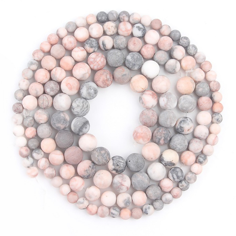 Natural piedras de minerales mate opaco polaco cebra Rosa Jaspers cuentas para fabricación de joyería DIY pulsera collar 4-12mm espaciador de cuentas ► Foto 1/6