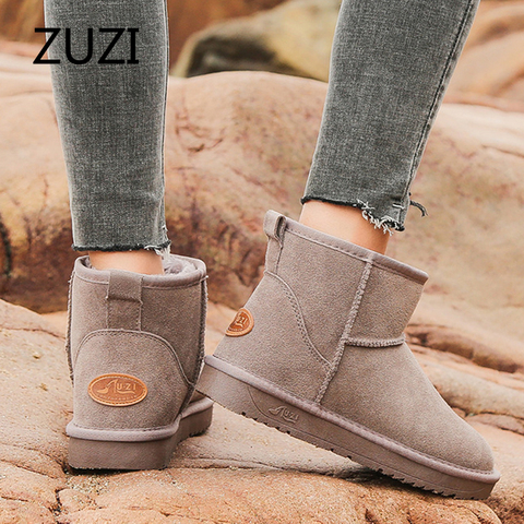 ZUZI-Botas de nieve de piel de vaca para Mujer, Botas de alta calidad australianas, cálidas, para invierno, 2022 ► Foto 1/6