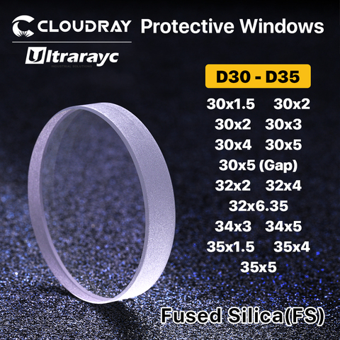 Ventanas protectoras Ultrarayc, D30-D35 de sílice fundida de cuarzo para láser de fibra, 1064nm, P0795-1201-00002 ► Foto 1/4