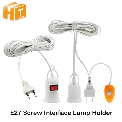 Bases de lámpara E27 con cable de alimentación de 4M y 8M, interruptor de botón independiente, enchufe europeo, soporte de lámpara con interfaz de tornillo E27 ► Foto 1/6