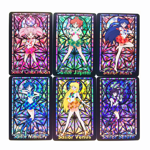 Juego de 9 unids/set de cartas de Anime de Sailor Moon, estilo iglesia, vitral, juguetes de Taiwán, pasatiempos, coleccionables, juego de colección ► Foto 1/1