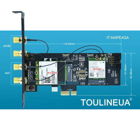 IdeaTrust IT-NAPE4GA NGFF M2 M2 Llave B y llave A PCI-E Adpater 3G/4G y tarjeta WiFi Adpater PCI-E para escritorio ► Foto 1/2