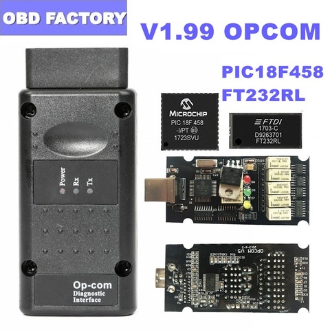 Herramienta de diagnóstico automático OBD2, escáner OP COM V1.99/V1.95/V1.70 para Opel OPCOM 1,99 con PIC18F458 FT232RL OP-COM, lector de código ► Foto 1/5