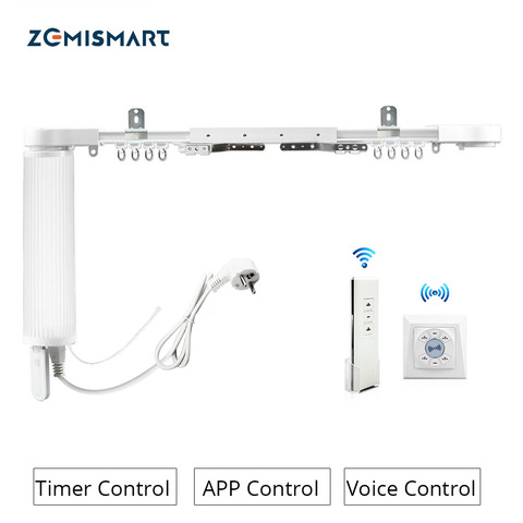 Zemismart montaje en pared montaje en techo cortina eléctrica doble WiFi Tuya APP Alexa Google asistente Control de voz pista ajustable ► Foto 1/6